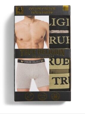 TRUE RELIGION Mens 4pk Cotton Stretch Boxer Briefs XL (Size 40-42)